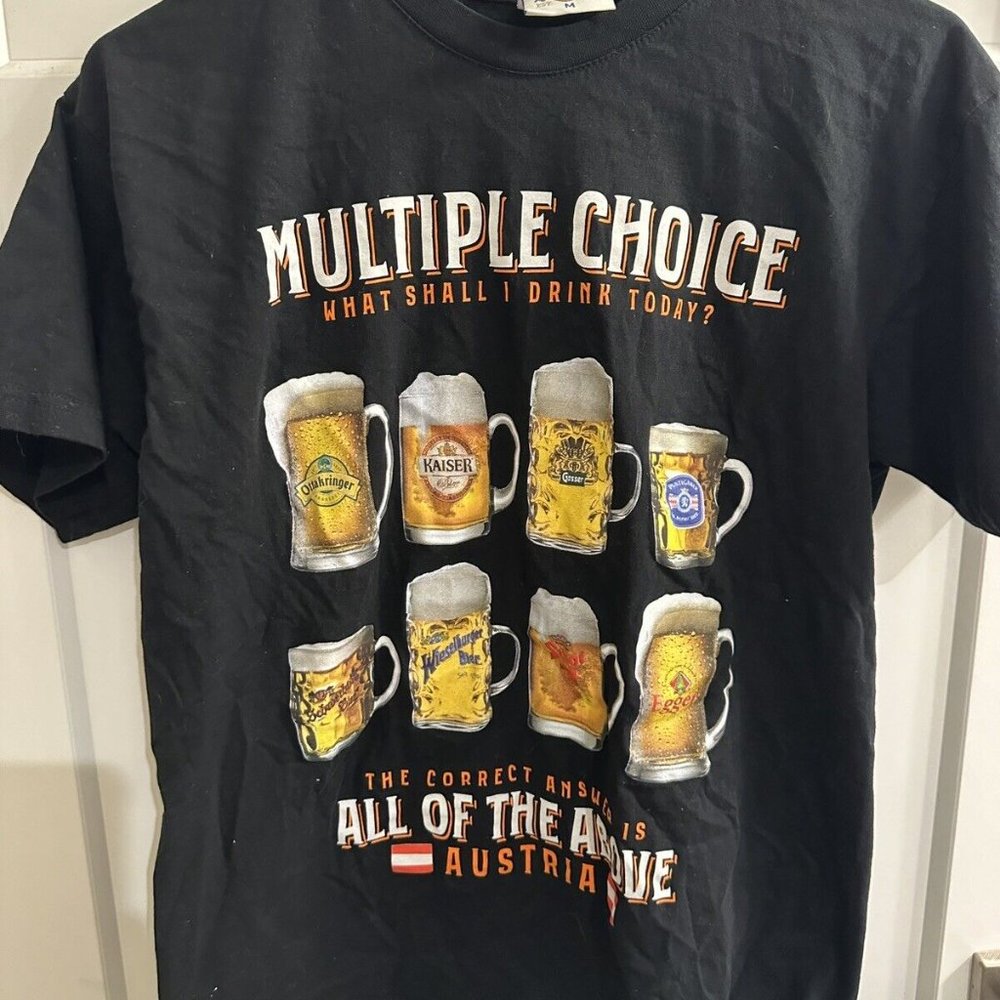 Vintage Fox Originals T Shirt  Black Graphic Austria Beer M